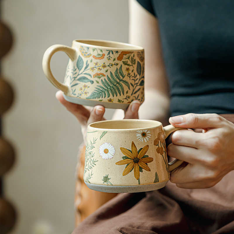 Handmade Floral Ceramic Mug – 360ml