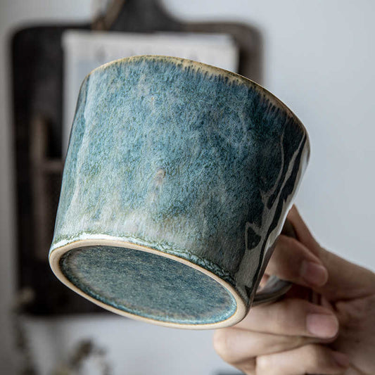 Ceramic Couple Cups – Kiln Glaze Water Pattern, 350ml