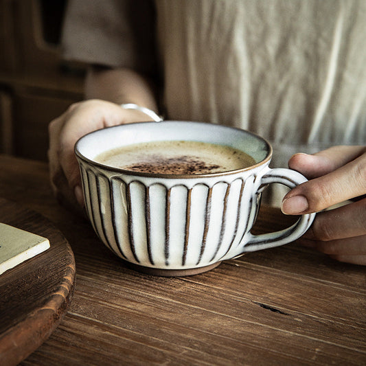 Embossed White Porcelain Breakfast Cup