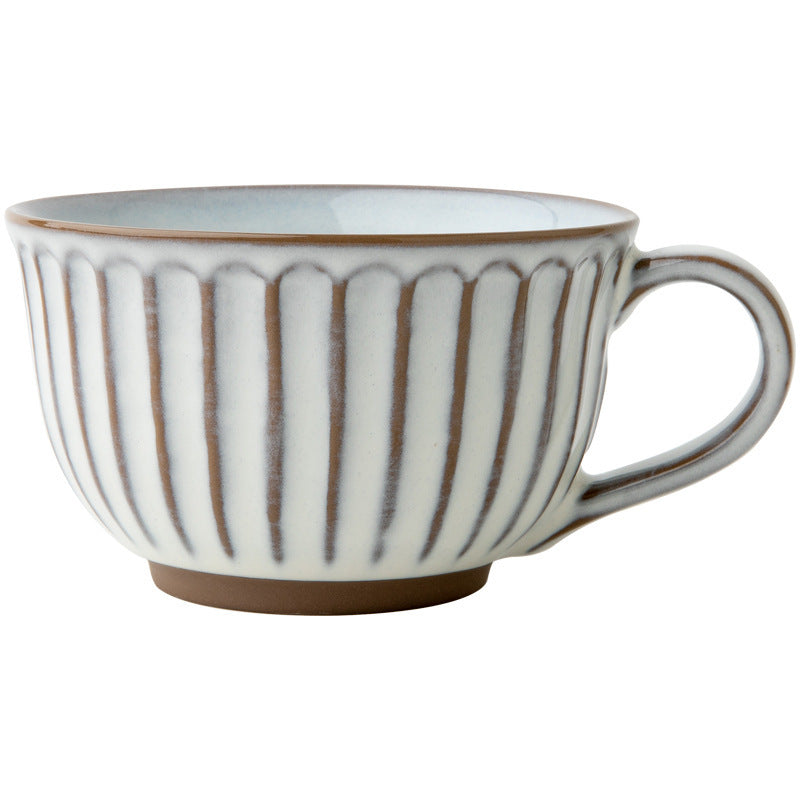 Embossed White Porcelain Breakfast Cup