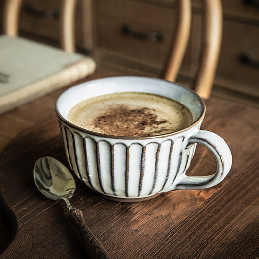 Embossed White Porcelain Breakfast Cup